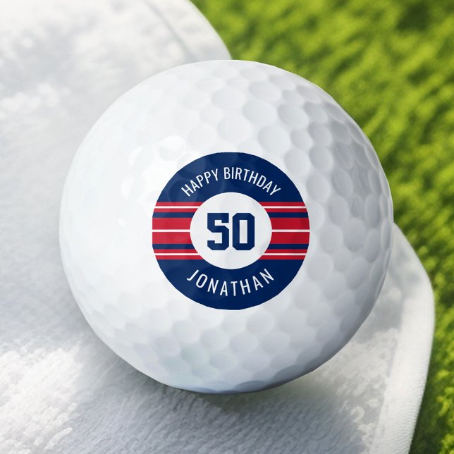 Pelotas De Golf Feliz cumpleaños Deportes Jersey Stripes Nombre y  (Add Your Name to this Personalized Golf Ball)