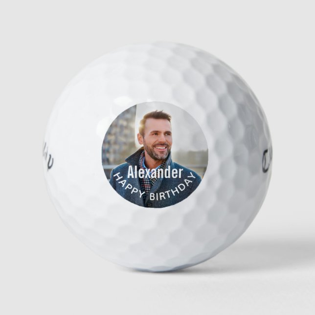 Pelotas De Golf Feliz cumpleaños, foto de Golfer Personalizada (Anverso)