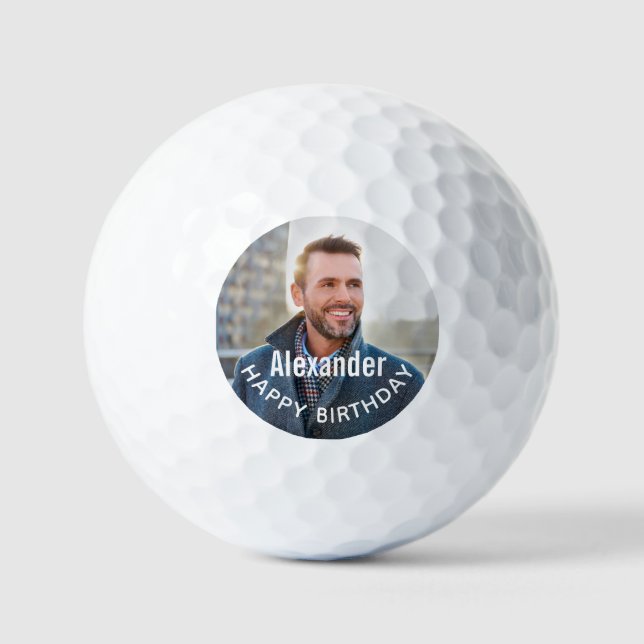 Pelotas De Golf Feliz cumpleaños, foto de Golfer Personalizada (Anverso)