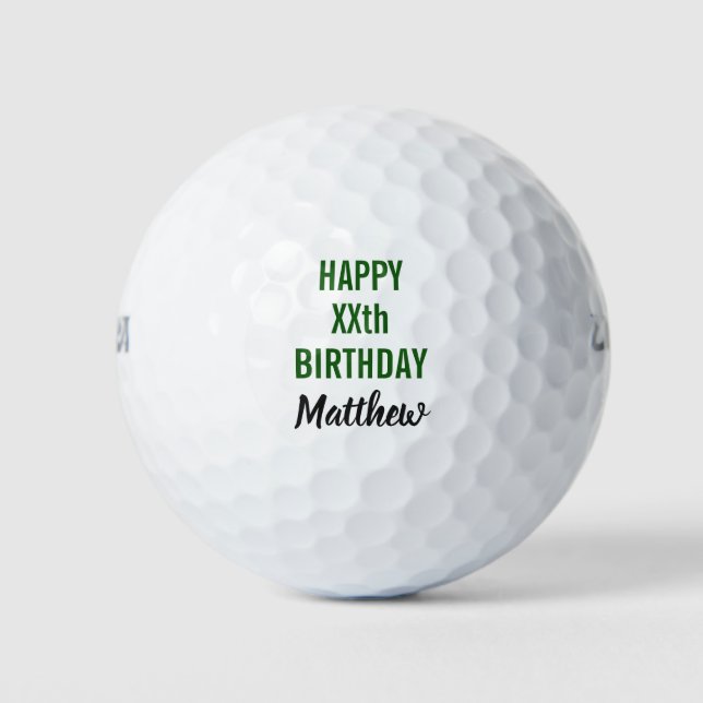 Pelotas De Golf Feliz cumpleaños Golfer Typografía moderna (Anverso)