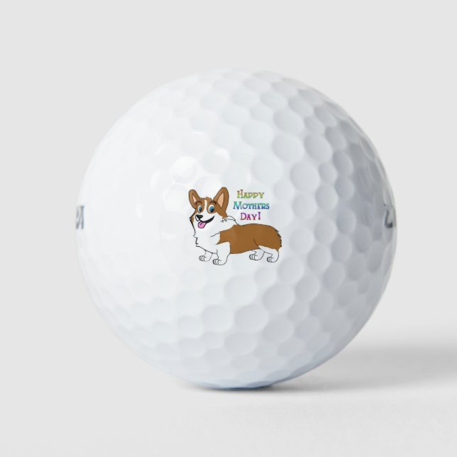 Pelotas De Golf Feliz Día de la Madre Corgi (Anverso)