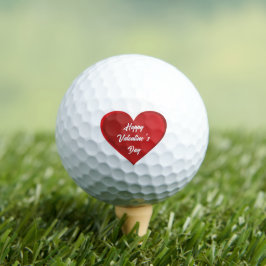 Pelotas De Golf Feliz Día de San Valentín, corazón rojo para ella