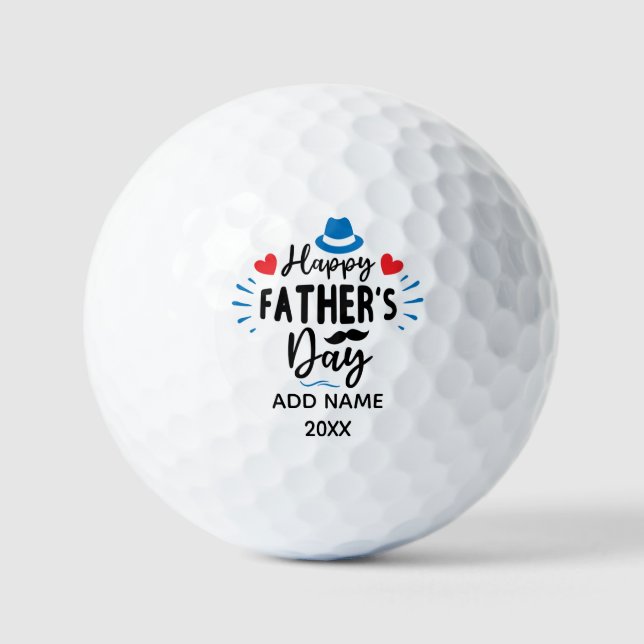 Pelotas De Golf Feliz Día del Padre Nombre y Año Personalizados (Anverso)