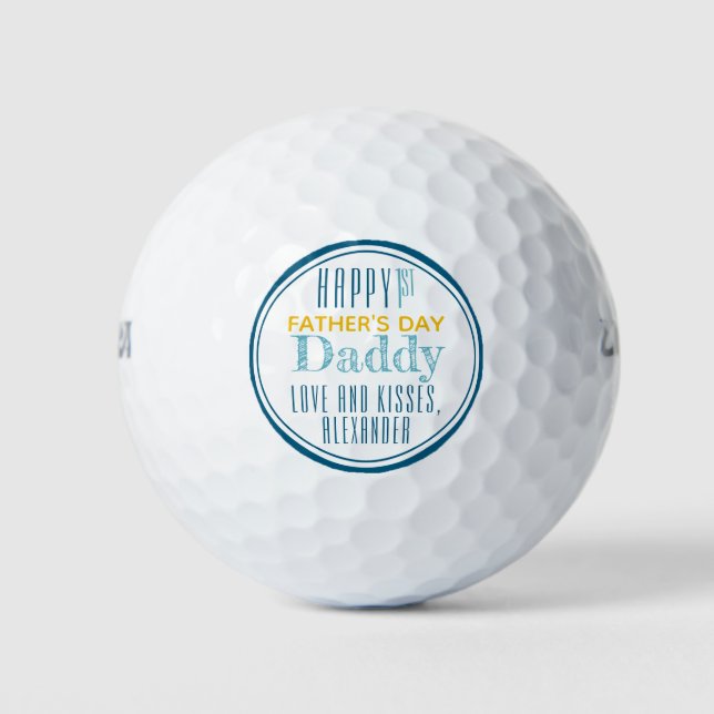Pelotas De Golf Feliz Día del Primer Padre Personalizado (Anverso)