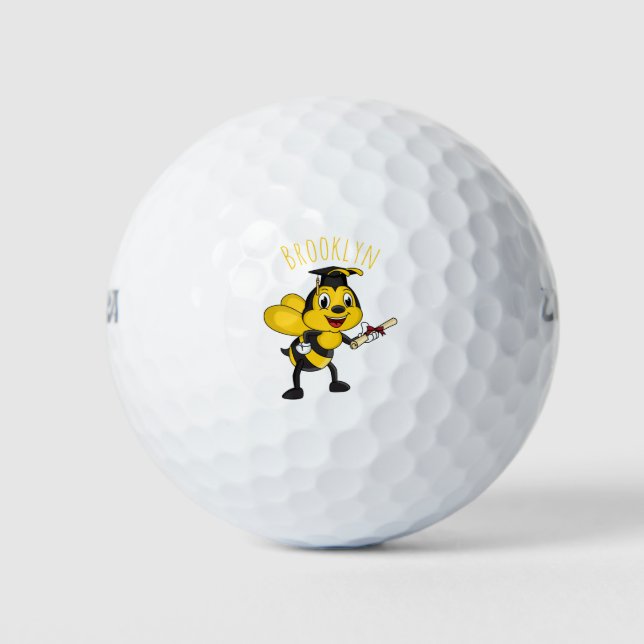 Pelotas De Golf Feliz graduación de abejas personalizados (Anverso)