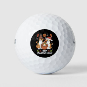 Pelotas De Golf Feliz Hallothanksmas Gatos Halloween Navidad