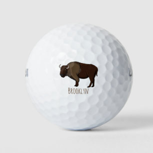 Pelotas De Golf Feliz ilustracion de búfalo de bisonte americano