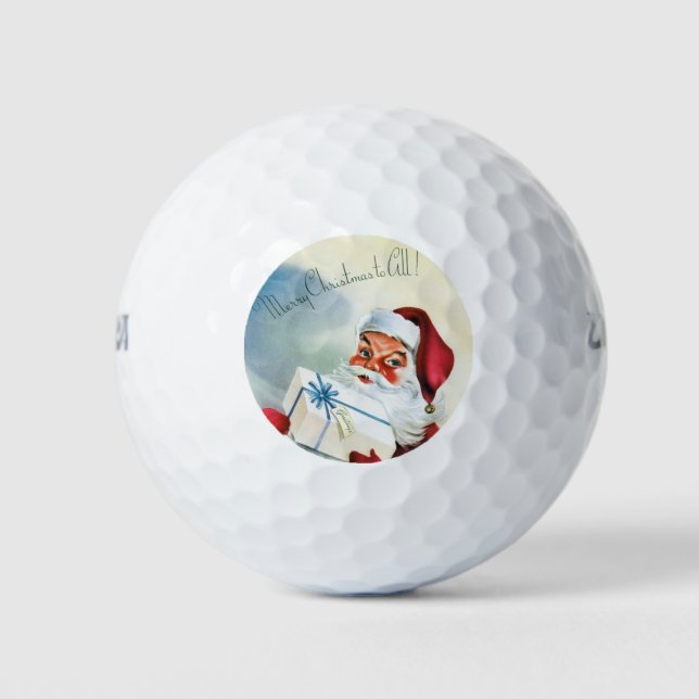 Pelotas De Golf Feliz Navidad a todos (Retro Santa Claus) (Anverso)