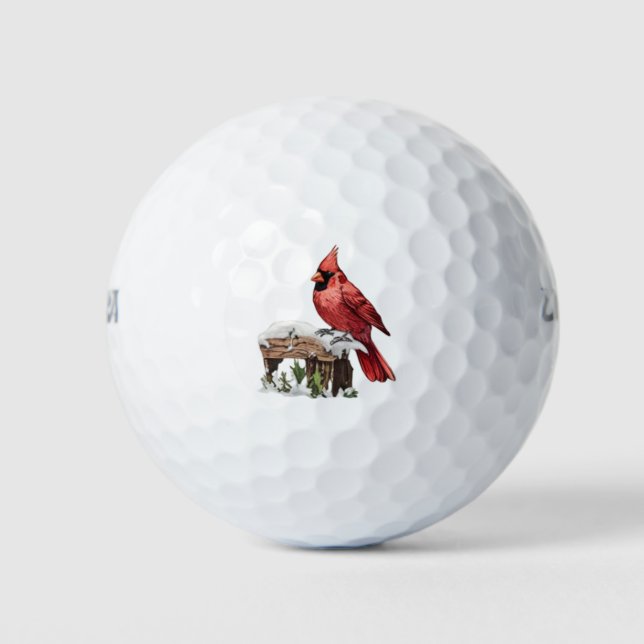 Pelotas De Golf Feliz Navidad Cardenal Rojo     (Anverso)