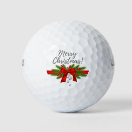 Pelotas De Golf Feliz Navidad con el oro de la cinta roja