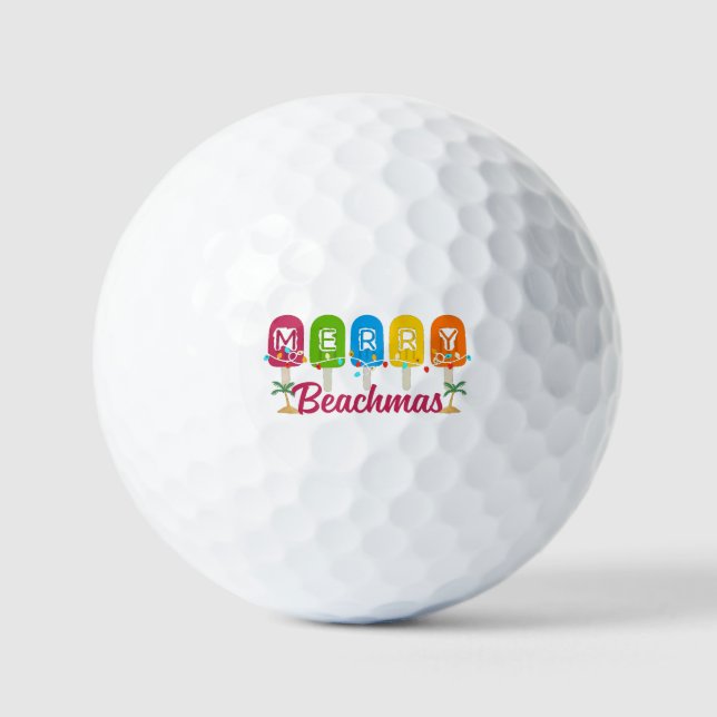 Pelotas De Golf Feliz Navidad de Playa en Julio (Anverso)