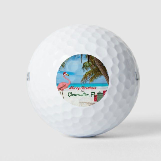 Pelotas De Golf Feliz Navidad desde Clearwater, FL (Anverso)