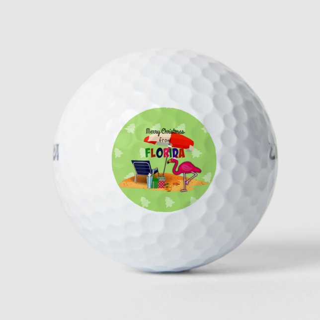 Pelotas De Golf Feliz Navidad desde la soleada Florida (Anverso)
