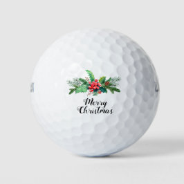 Pelotas De Golf Feliz Navidad Floral Foliage estacional | Vacacion