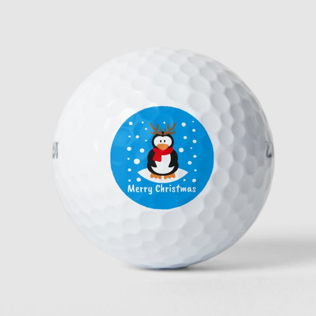 Pelotas De Golf Feliz Navidad Pingüino (Anverso)