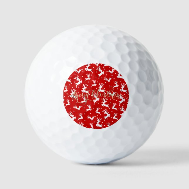 Pelotas De Golf Feliz Navidad Renoes Rojos (Anverso)