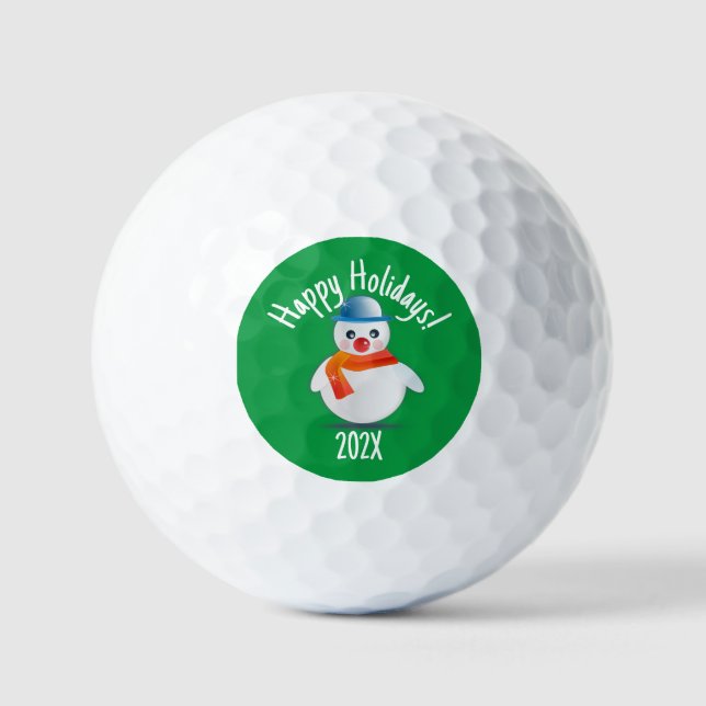 Pelotas De Golf Feliz Navidad Snowman (Anverso)