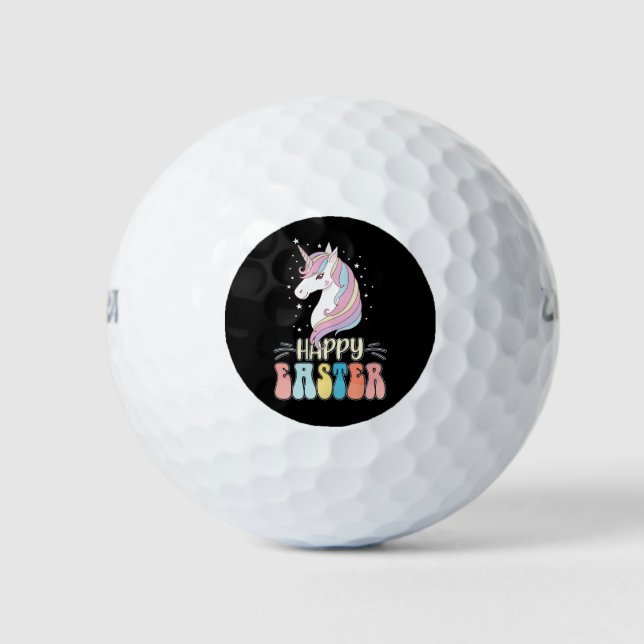 Pelotas De Golf Feliz Pascua Unicornio de huevos de conejo conejo  (Anverso)