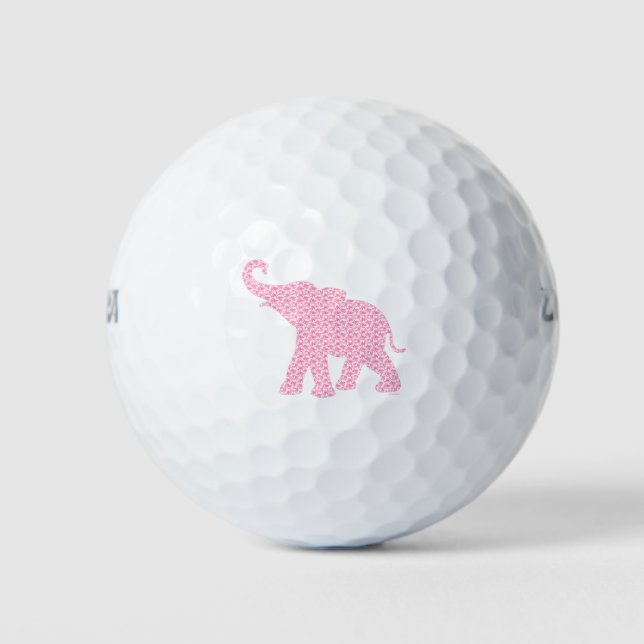 Pelotas De Golf Felíz patrón de elefante rosa (Anverso)