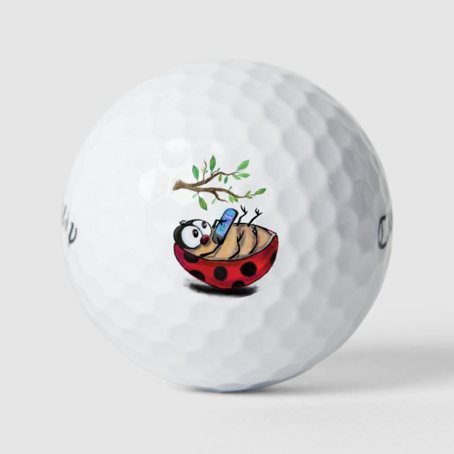 Pelotas De Golf Feliz Pequeña Ladybug con teléfono - Dibujo Person (Anverso)