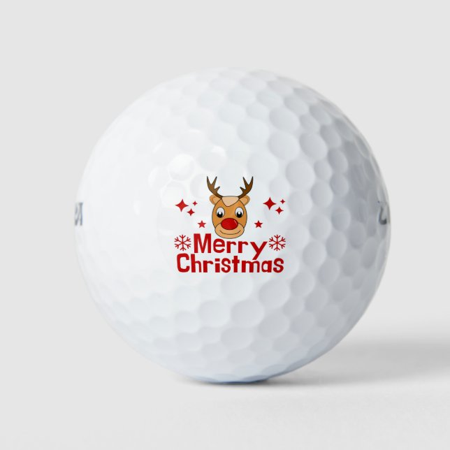 Pelotas De Golf Feliz reno navideño (Anverso)