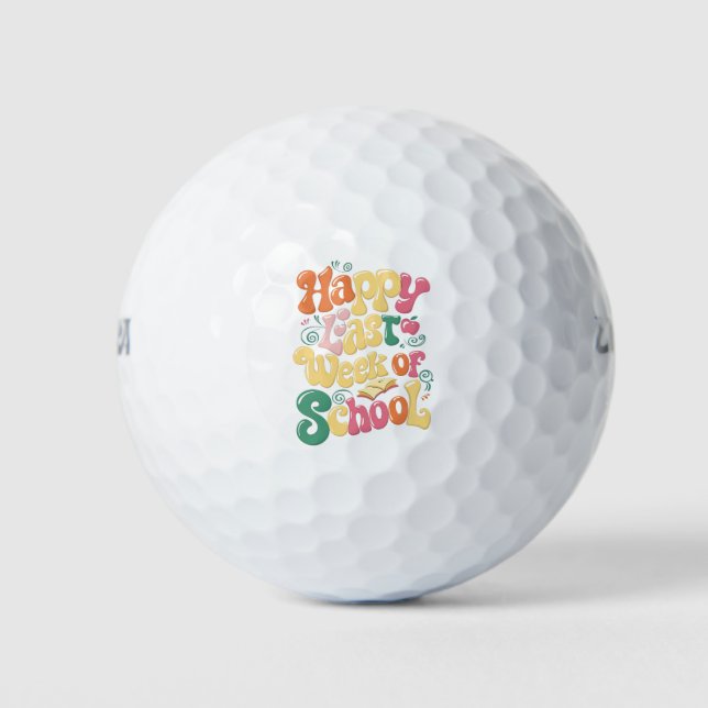 Pelotas De Golf Feliz Última Semana De Escuela Maestros Estudiante (Anverso)