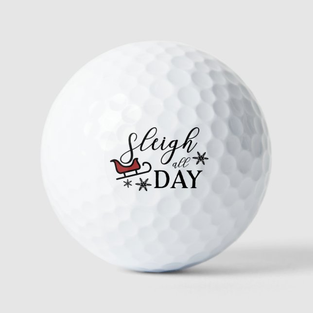 Pelotas De Golf Feriado de Navidades de Sleigh All Day (Anverso)