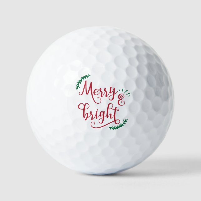 Pelotas De Golf feriado de Navidades merry y brillantes (Anverso)