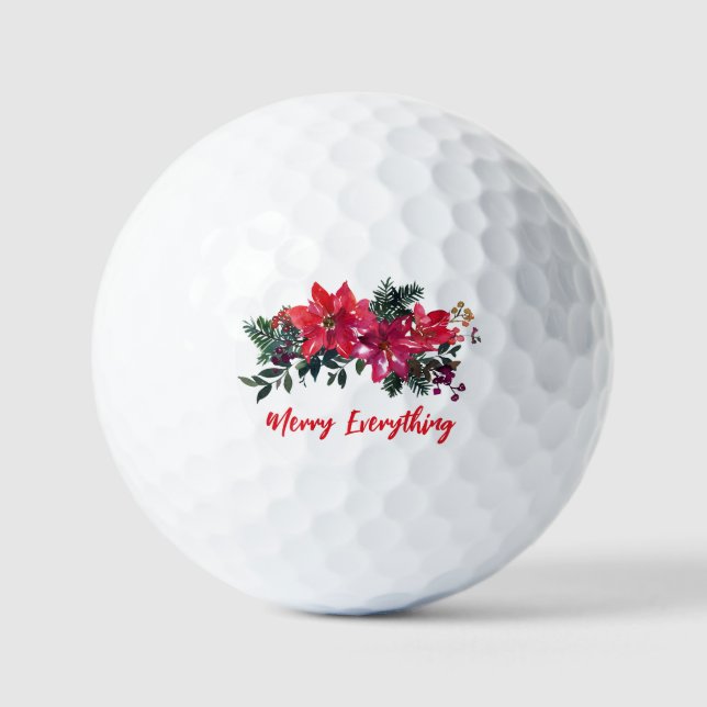 Pelotas De Golf Festividades de Poinsettias Merry Everything Navid (Anverso)