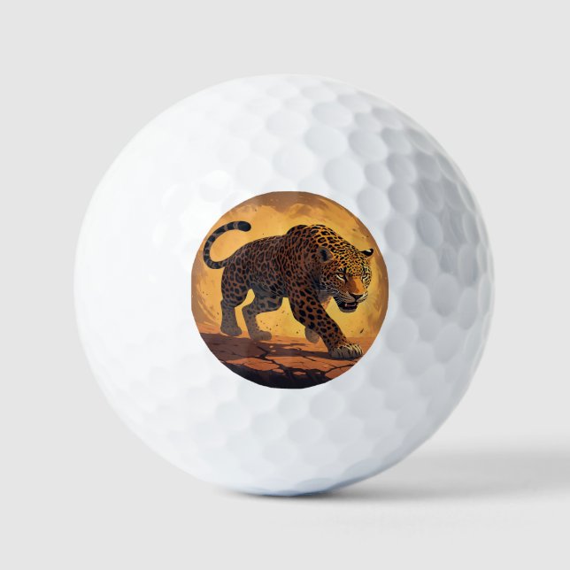 Pelotas De Golf Fiero Leopardo Merodeando al Atardecer (Anverso)