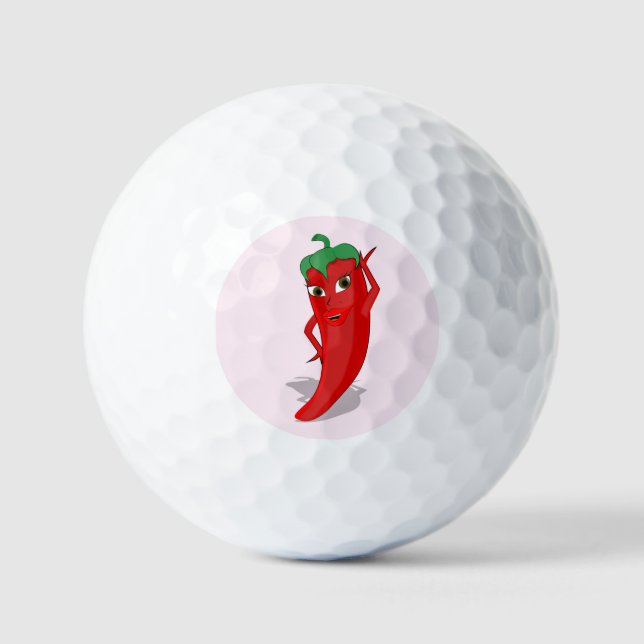 Pelotas De Golf Fiesta con Diva de Pimiento Rojo Caliente Rosa Lig (Anverso)