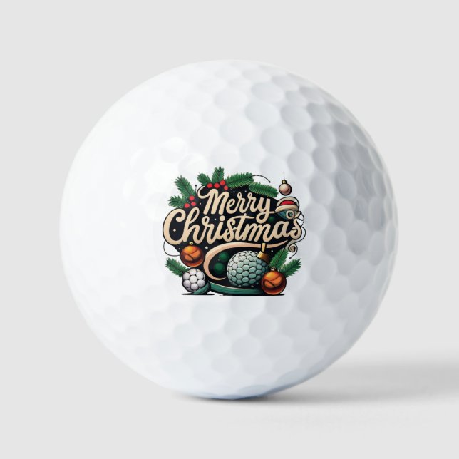 Pelotas De Golf Fiestas de invierno con saludo "Feliz Navidad" (Anverso)
