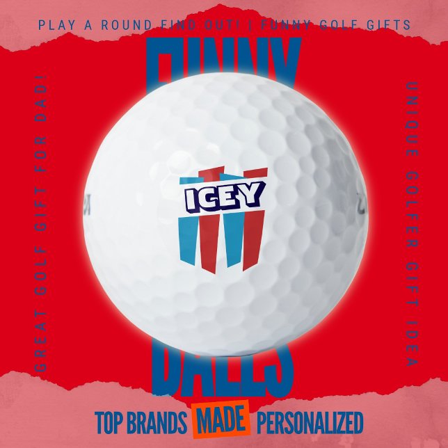 Pelotas De Golf Fin de semana de hombres: Bebida congelada retro d (Custom Funny Golf Ball Gifts for Business From Play A Round Find Out, "ICEY" retro slushy spoof)