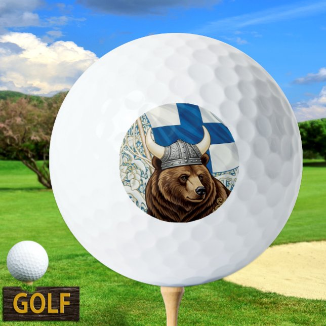 Pelotas De Golf Finlandia patriótica, bandera, oso viking Art Nouv (Subido por el creador)