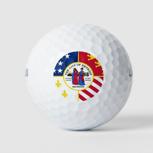 Pelotas De Golf Flag of Detroit, Michigan Golf Balls (Anverso)