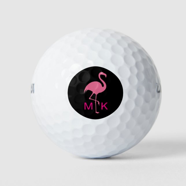Pelotas De Golf Flamenco Rosa Tropical Monogramado (Anverso)