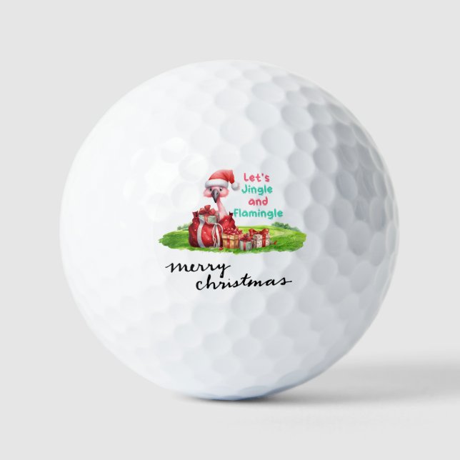 Pelotas De Golf Flamingo con Santa Hat (Anverso)