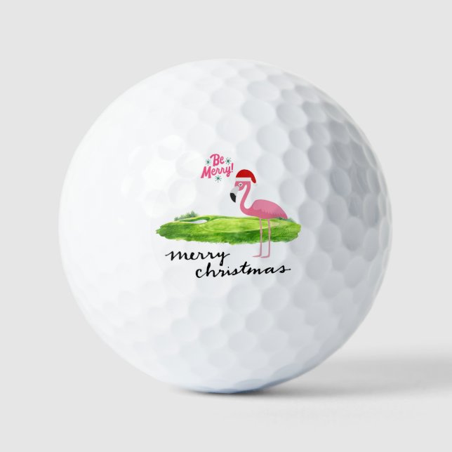 Pelotas De Golf Flamingo con Santa Hat (Anverso)