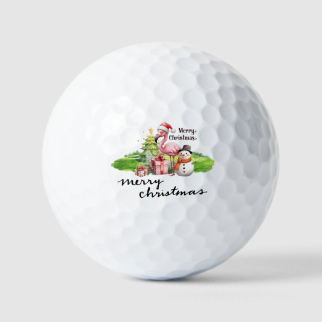 Pelotas De Golf Flamingo con Santa Hat (Anverso)