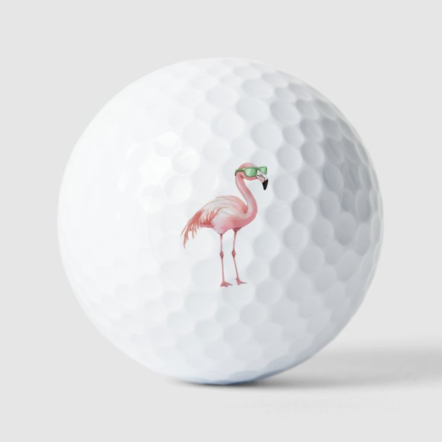 Pelotas De Golf Flamingo rosa con gafas de sol (Anverso)