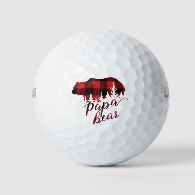 Pelotas De Golf Flannel rojo y negro ruso Papa Bear (Anverso)