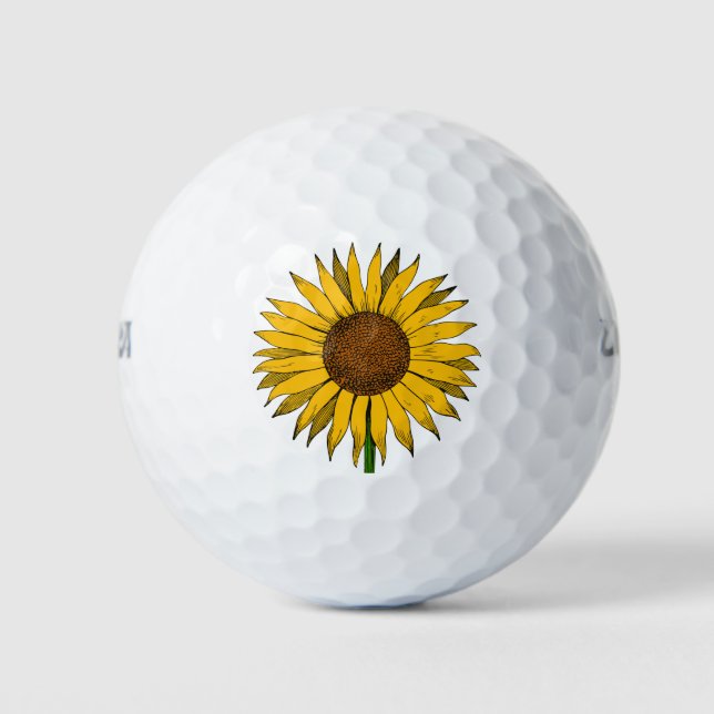 Pelotas De Golf Flor amarillo girasol (Anverso)