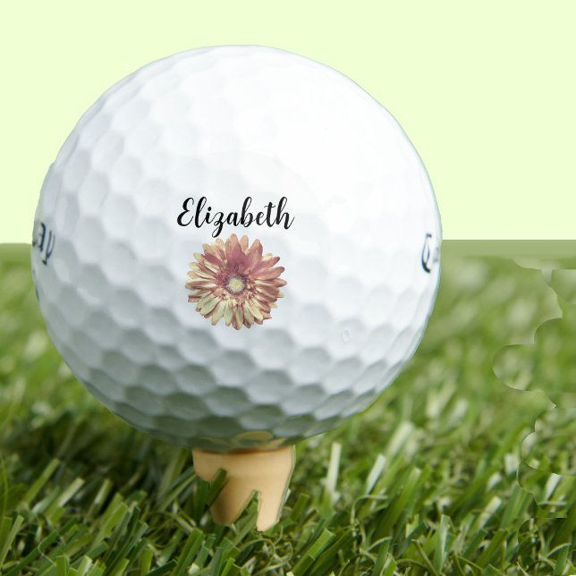Pelotas De Golf flor de margarita amarillo bonito con nombre perso (Subido por el creador)