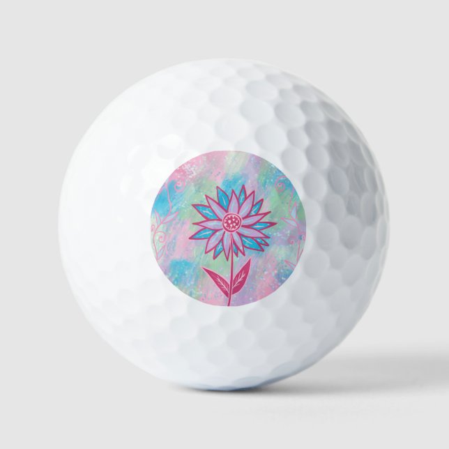 Pelotas De Golf Flor Pastel dibujada a mano (Anverso)