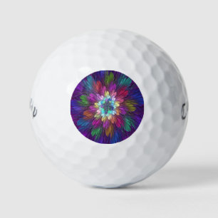 Pelotas De Golf Flor psicodélica colorida Resumen Arte Fractal