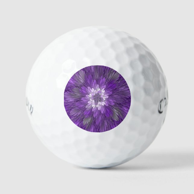 Pelotas De Golf Flor púrpura psicodélica Resumen arte fractal (Anverso)