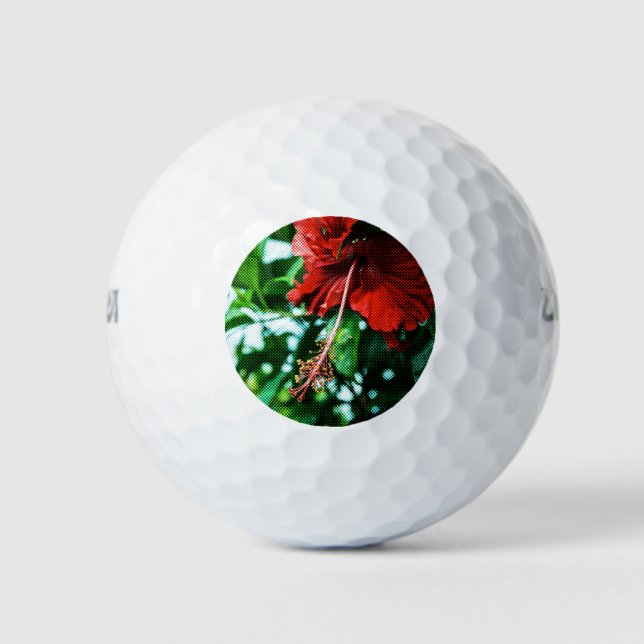 Pelotas De Golf Flor roja hibiscus (Anverso)