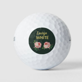 Pelotas De Golf Flor rosa y hojas en verde oscuro