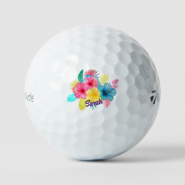 Pelotas De Golf Flor tropical hawaiana personalizada (Anverso)