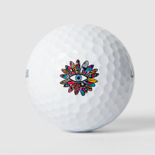 Pelotas De Golf Flor vibrante de ojos malvados griegos